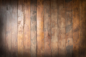 Fototapeta premium Emtpy old wooden of brown, texture background, copy space, top angle view