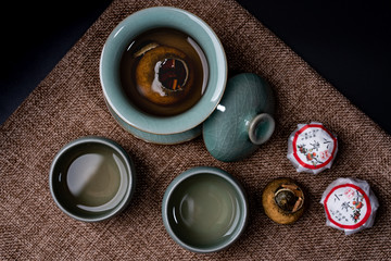 Black wolfberry Ganoderma lucidum tea packaged in sun-dried orange shell
