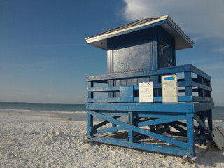 blue lifeguard station