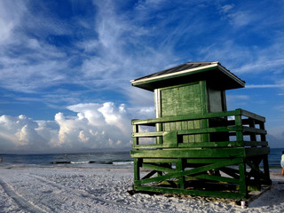 green lifeguard station
