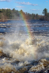 white water waves and rainbow