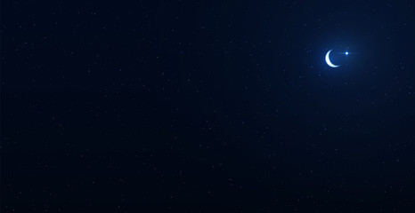 Naklejka na ściany i meble Night background with crescent moon on starry background