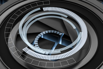 Fototapeta premium 3d rendering, camera lens in a dark studio background