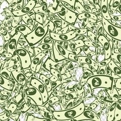 Indian rupee notes falling. Messy INR bills on tra