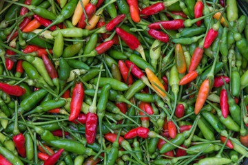 red and green hot chili peppers