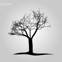 illustration with bare tree isolated on white background
