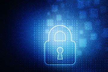 2d illustration Safety concept: Closed Padlock on digital background