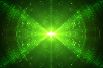 Fototapety  green circular wave glow. kaleidoscope lighting effect.