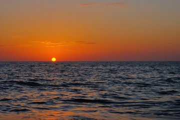 Costa Ballena, Spain; september, 2018: Costa Ballena beach at sunset, Cadiz, Andalusia, Spain