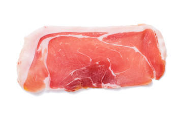 Pancetta bacon isolated on white background .