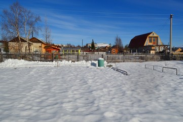 on the dacha in april.