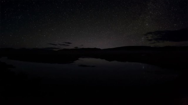 4K. Starry Night over the valley of the Tolbo, Mongolia. Ultra HD, 4096x2304