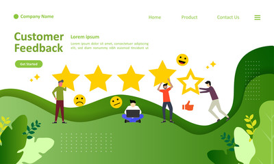Customer Feedback concept design, people give vote review results. Suitable for web landing page, ui, mobile app, banner template. Vector Illustration 