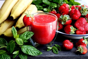 Fruit Berry Smoothie.Superfoods and healthy lifestyle or detox diet food concept
