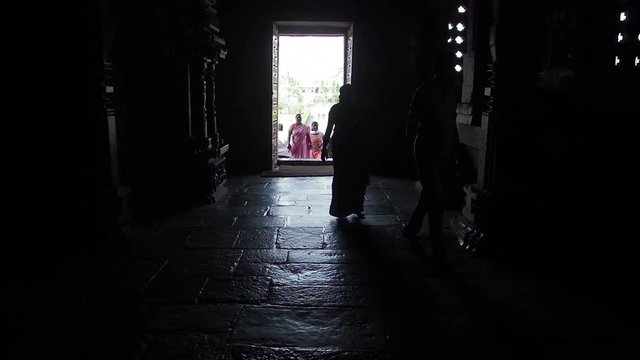 View from inside the Chennakeshava Temple, in Belur,  Hassan district in the state of Karnataka, India. 