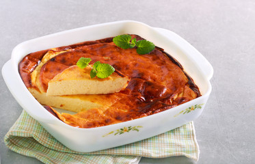 Sweet ricotta bake, sliced