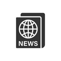 Newspaper icon in flat style. News vector illustration on white isolated background. Newsletter business concept.