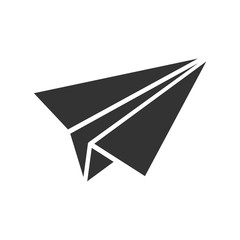 Paper airplane icon in flat style. Plane vector illustration on white isolated background. Air flight business concept.
