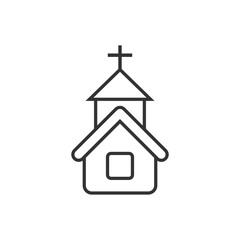 Church icon in flat style. Chapel vector illustration on white isolated background. Religious building business concept.