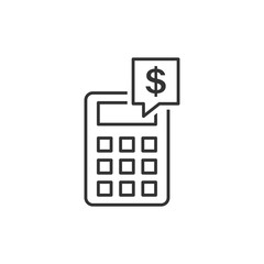 Money calculation icon in flat style. Budget banking vector illustration on white isolated background. Financial payment business concept.