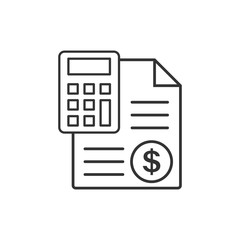 Money calculation icon in flat style. Budget banking vector illustration on white isolated background. Financial payment business concept.