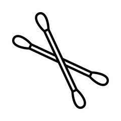 Two cotton swabs or cotton buds line art vector icon for apps and websites