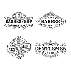 Set of Vintage barbershop label design, calligraphy and typography elements styled design