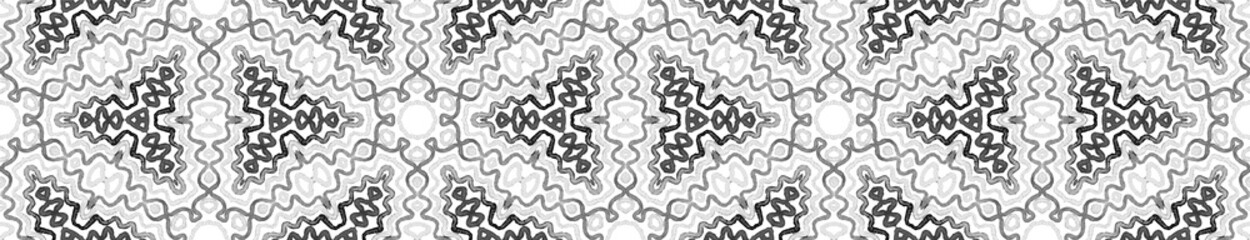 Black and white Seamless Border Scroll. Geometric 