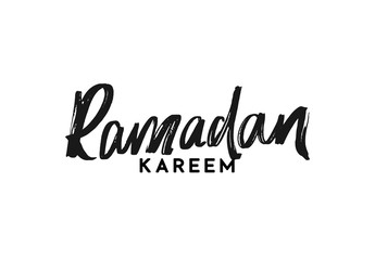 Ramadan Kareem manuscript handwriting. Text black Lettering calligraphy