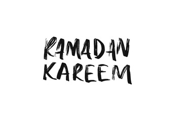 Ramadan Kareem manuscript handwriting. Text black Lettering calligraphy