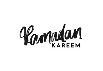 Ramadan Kareem manuscript handwriting. Text black Lettering calligraphy