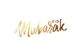 Fototapeta premium EID MUBARAK manuscript handwriting. Text gold Lettering calligraphy
