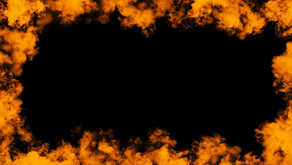 Frame of real fire flames burn motion smoke . Border texture overlays.