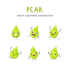 A set of Pear Mascot. Vector Illustration