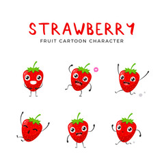 A set of Strawberry Mascot. Vector Illustration