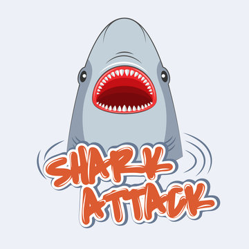 Warning sign shark attack. Poster for t-shirts.