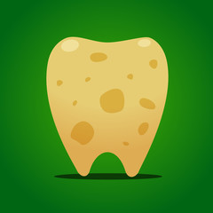 The yellow stained tooth. Isolated Vector illustration