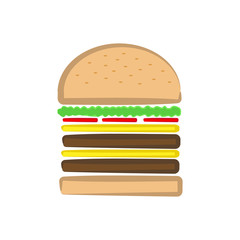 Double cheeseburger illustration with lettuce and tomato