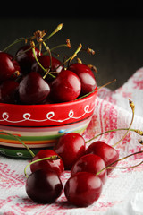 A bowl with ripe cherry