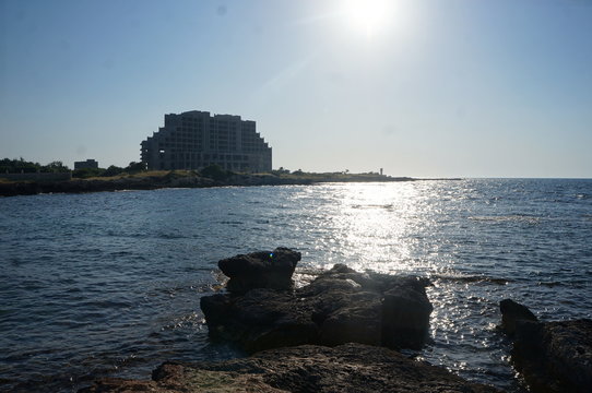 The sun with the sea in Latakia Syria 