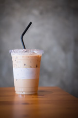 Ice latte coffee in glass, refresh beverage