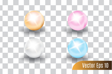 set of realistic 3d vector colorful of pearls