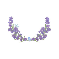 Watercolor vintage floral composition. Lavender circle frame. Summer decoration floral bohemian design. Watercolor isolated image. Perfect for invitation, wedding or greeting cards