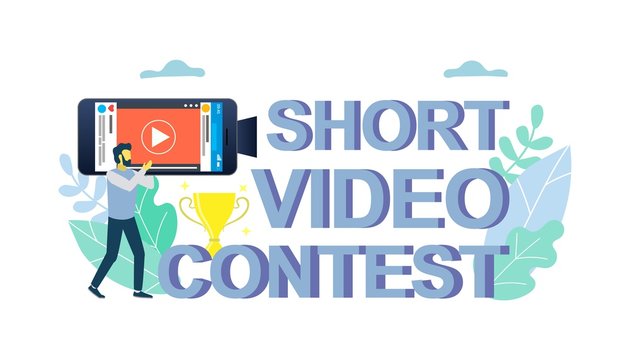 Mobile short video contest vector concept for web banner, website page