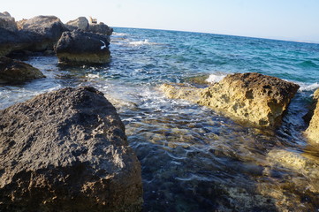 Fototapeta na wymiar Stone clean beach in Latakia Syria 