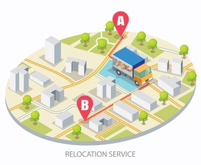 Relocation service vector concept for web banner, website page