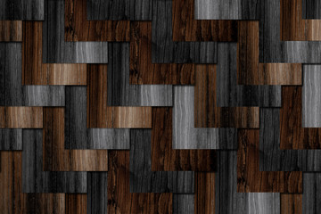 Wooden panel with colored grid cells for wall decor. Wooden planks, oak, for flooring. Wood texture for background. Coloured parquet floor with a pattern of lattice