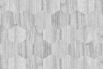 White hexagonal parquet floor. Wooden panel of white hexagonal cells for wall decoration. Wood...