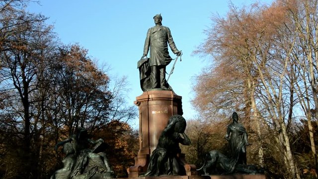 Bismarck National Monument at its present location at the Great Star (Grosser Stern) in Berlin Tiergarten from November 28, 2016, Germany