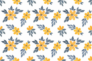 Simple fantasy flowers and leaves, abstract floral design, hand drawn botanic set, floral watercolor illustration